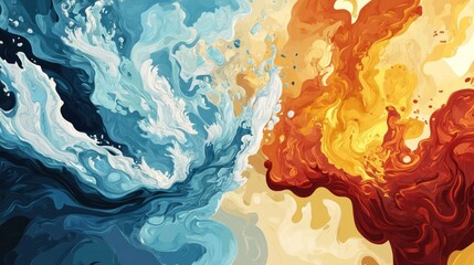 Background with the element motif, blending fire, water, air, and earth in a modern, balanced style