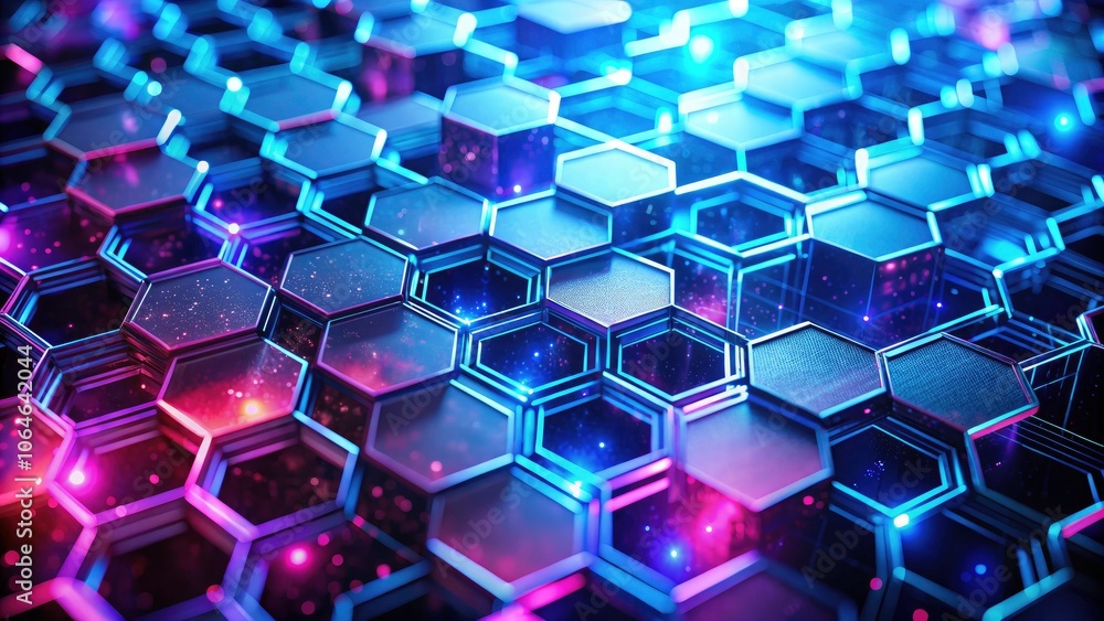 Aufkleber vibrant hexagon abstract technology background with blue and pink flashes for dynamic digital concep
