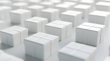 Fototapeta premium Array of Clean Gift Boxes on a Minimalist White Background
