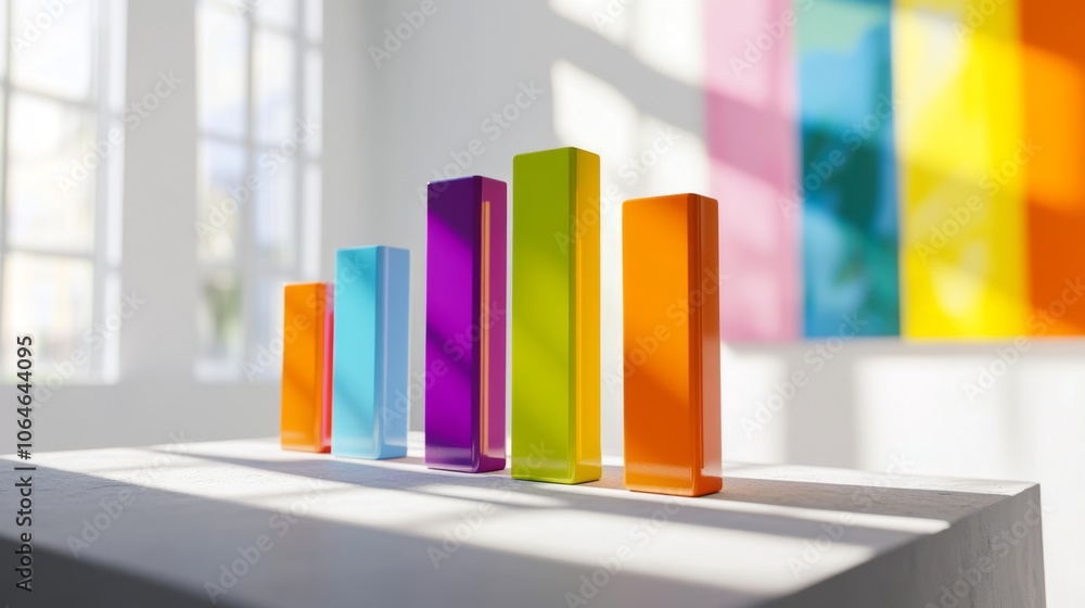 Poster vibrant glass bars on display with colorful background