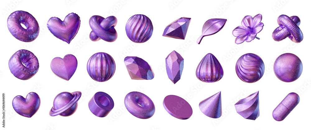 Aufkleber holographic objects decoration set pack isolated background 3d rendering