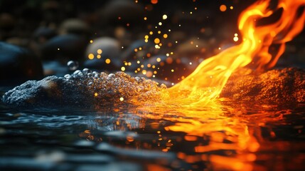 Earth and fire background showing water and air elements in a peaceful, harmonious flow