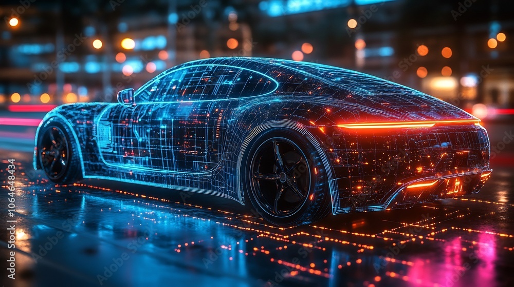 Aufkleber holographic smart car interface secure data connections and aidriven security measures representing 