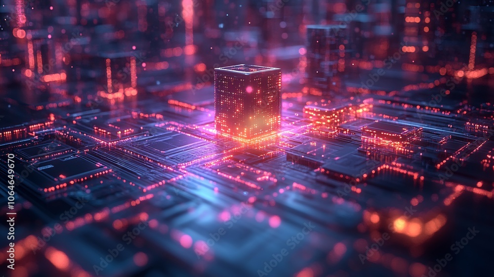 Poster holographic representation of interconnected healthcare devices forming secure network ensuring the 