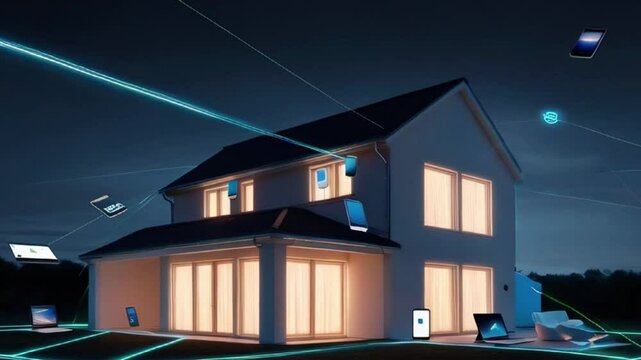 house in night colorful lights HD resolution with hyper realistic nature ai generative 4K Background.