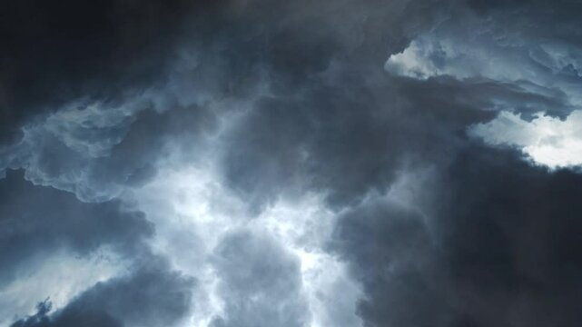Thunderstorm seamless loop in darkness, thunderclouds 4K
