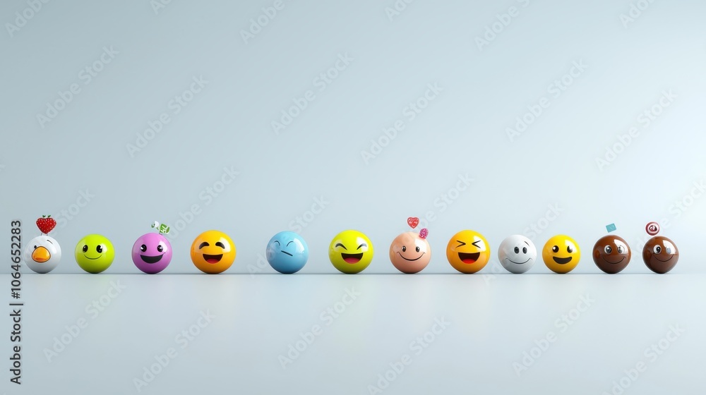 Aufkleber a vibrant collection of rounded 3d emoticons displayed in a table format, showing a variety of facia