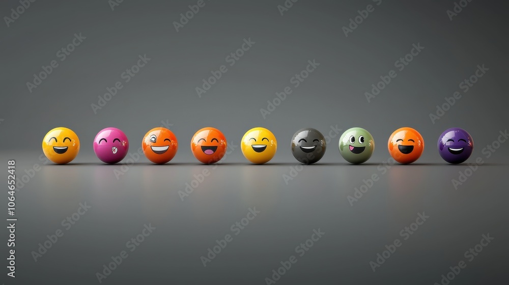 Aufkleber a vibrant collection of rounded 3d emoticons displayed in a table format, showing a variety of facia