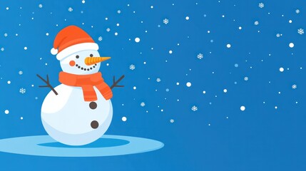 Fototapeta premium Plain background snowman with a minimalist style, ideal for simple holiday decor and cheerful winter themes