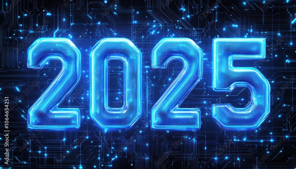 Poster a futuristic representation of the year 