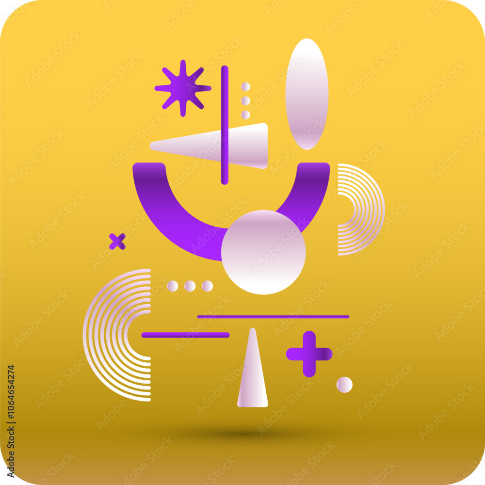 Poster abstract background with various bright geometric shapes. concise design. a composition of figures o
