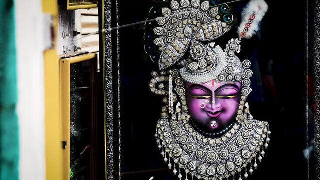 Isolated Statue of Hindu Lord Shrinathji the holy little krishna in Meditation from unique angle