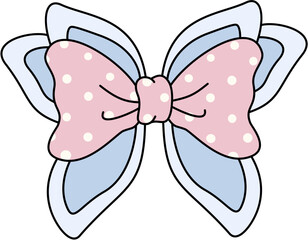 colorful coquette ribbon bows isolated on transparent background. Collection of retro accessory in pastel colors. Elements for design