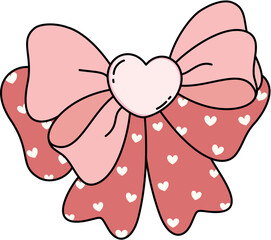 colorful coquette ribbon bows isolated on transparent background. Collection of retro accessory in pastel colors. Elements for design