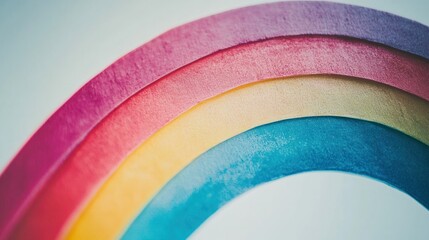 Simple, colorful rainbow arc isolated against white, focusing on clarity and vibrancy