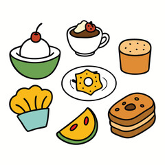 Hand drawn Breakfast food dish collection in white background