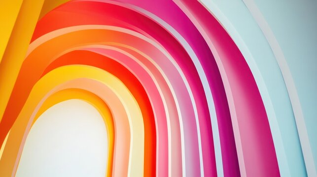 Simple rainbow arc with vibrant colors against white, offering a minimal design with bold hues