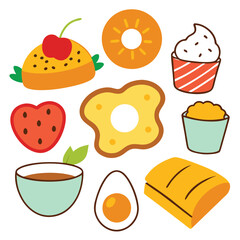 Hand drawn Breakfast food dish collection in white background