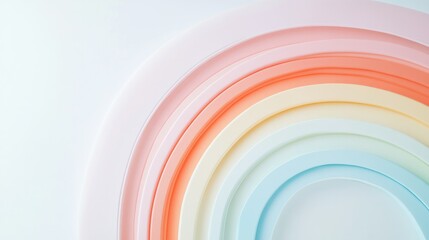 Soft color arc of a rainbow, isolated against a white background for a minimalist look