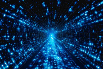 Obraz premium Neon Tunnel in Cyberpunk Style