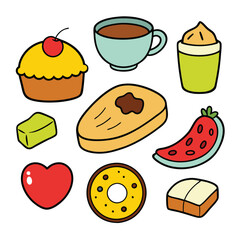 Hand drawn Breakfast food dish collection in white background