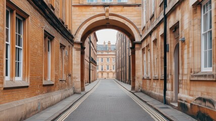 Empty street with historic architecture, inviting exploration and capturing the charm of a bygone era.