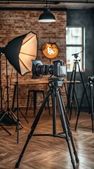 Professional Studio Photography Setup with Lighting