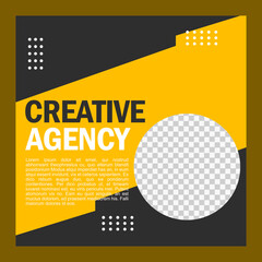 yellow and black social media post template design for creative agency business