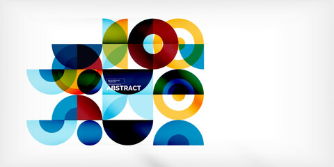 Minimal geometric abstract background. Circle square and triangle design. Trendy techno business template for wallpaper, banner, background or landing