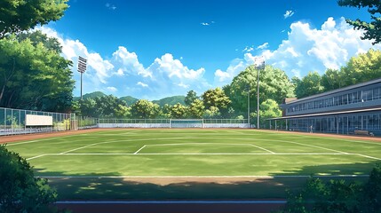 Sunny Day at the School Soccer Field