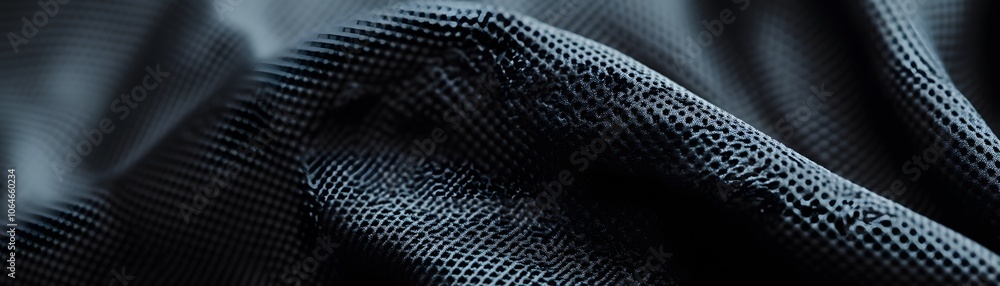 Poster close-up of black textured fabric with a distinctive pattern