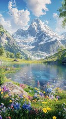 Majestic Alpine Landscape with Pristine Lakes