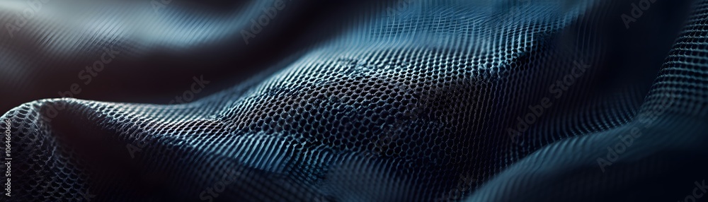 Poster close-up of a dark blue mesh fabric with a distinctive pattern