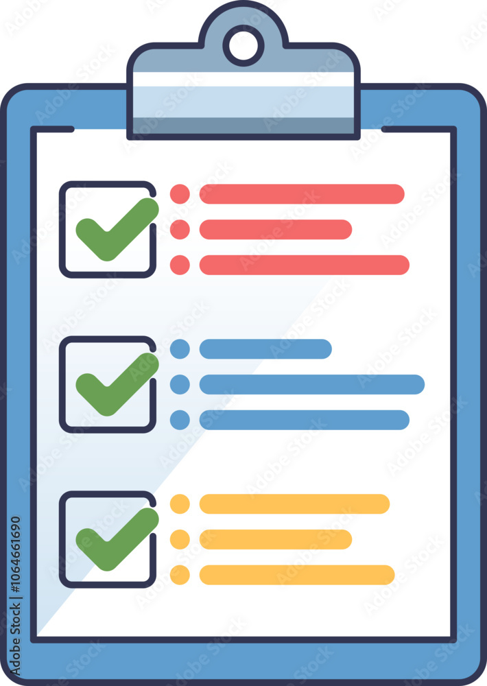 Aufkleber a clipboard with a checklist, items ticked off, symbolizing task completion and organization.