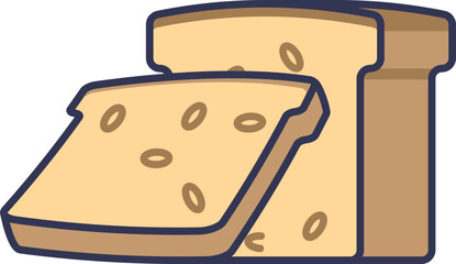 Illustration of sliced bread with visible seeds, symbolizing nourishment and simplicity.