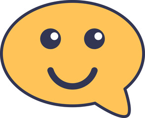 A yellow speech bubble with a smiling face, symbolizing cheerful communication.