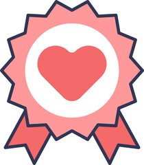 A heart-shaped badge symbolizing love and achievement.