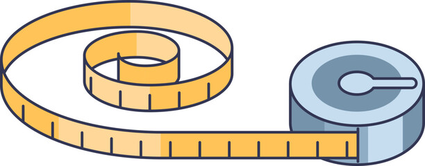 Coiled measuring tape, symbolizing precision, measurement, and planning in various projects.