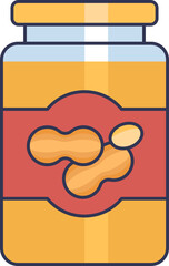 Illustration of a peanut and a jar of peanut butter, symbolizing simplicity and natural ingredients.