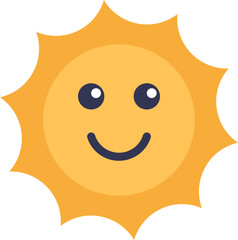 Cartoon sun with a cheerful face, symbolizing happiness and positivity.