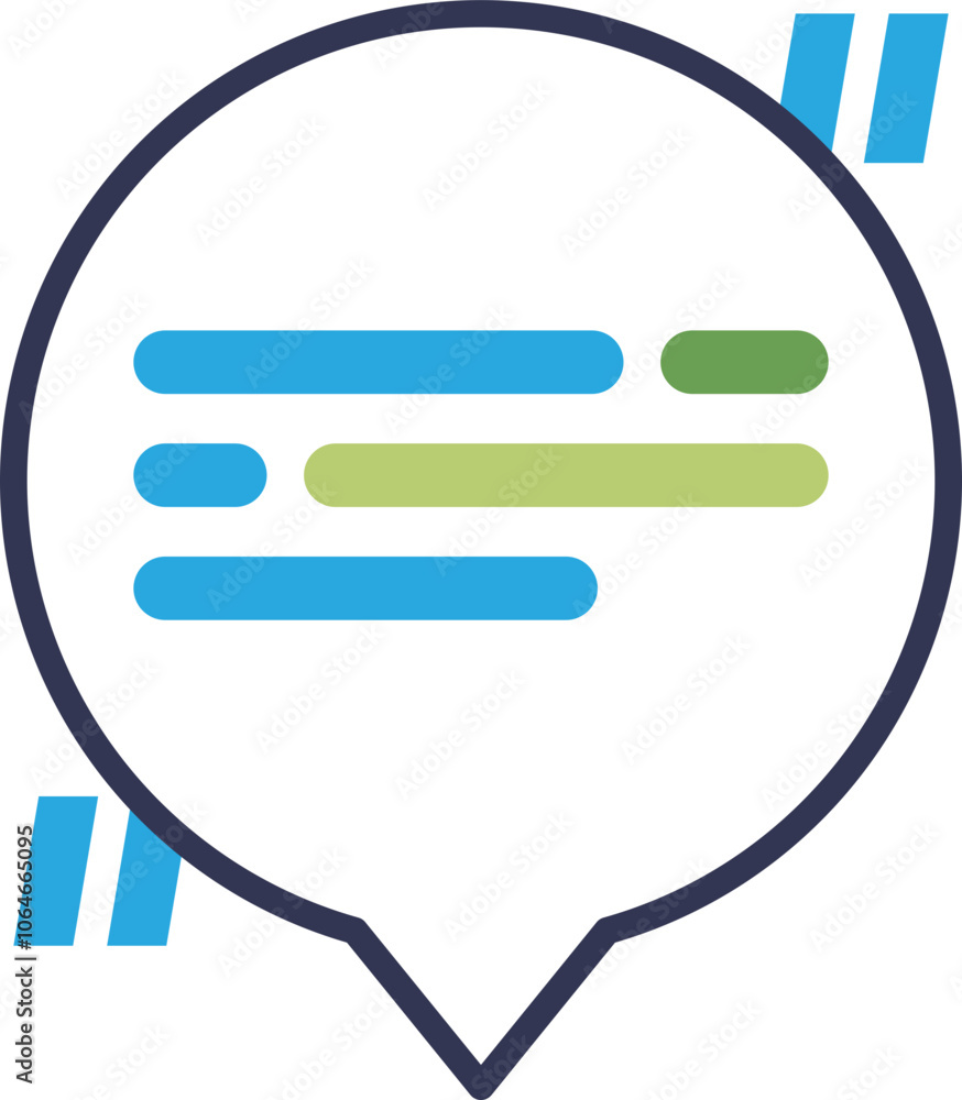 Poster speech bubble with lines symbolizes communication and feedback.