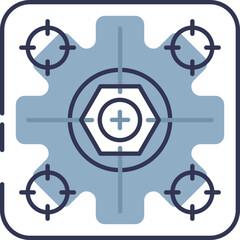 Technical drawing of a gear with precise measurements and alignment marks.