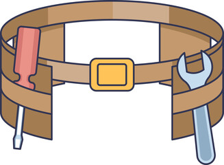 Illustration of a tool belt with a screwdriver and wrench, symbolizing readiness and practicality.