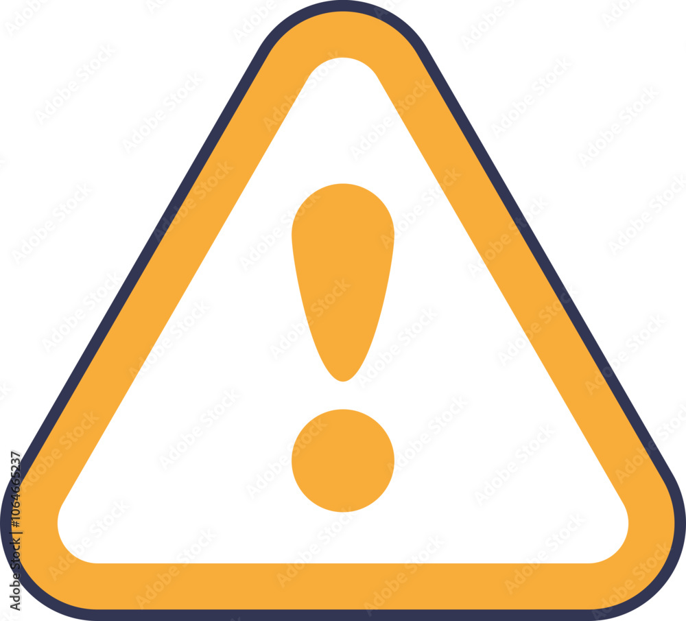Poster red warning triangle with exclamation mark symbolizing caution.