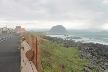 비오는 제주도의 둘레길