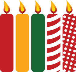 candles Flat Art Illustration for Christmas Day