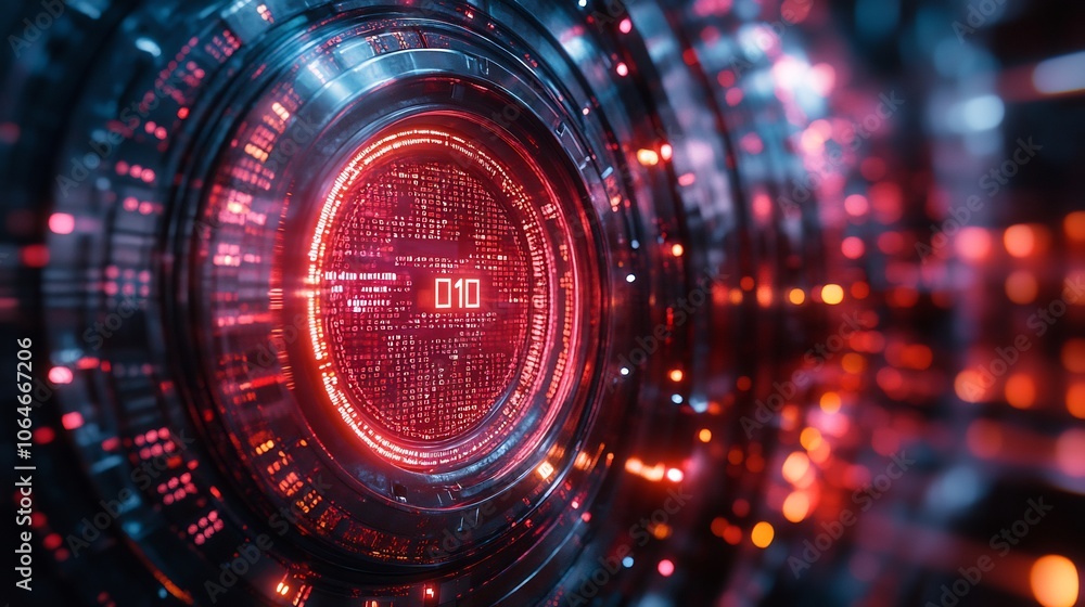 Poster futuristic bank vault made of digital code surrounded glowing data streams representing the secure s