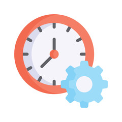 Gear with clock concept icon of time management