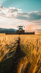 Fototapeta premium Fertilizer Spreader Working in a Vibrant Field