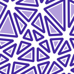 Obraz premium Abstract background with mosaic triangle shapes. Rounded solid shapes in frames. Big triangles size. One tone colored style. Repeatable pattern. Creative vector tiles. Seamless vector illustration.